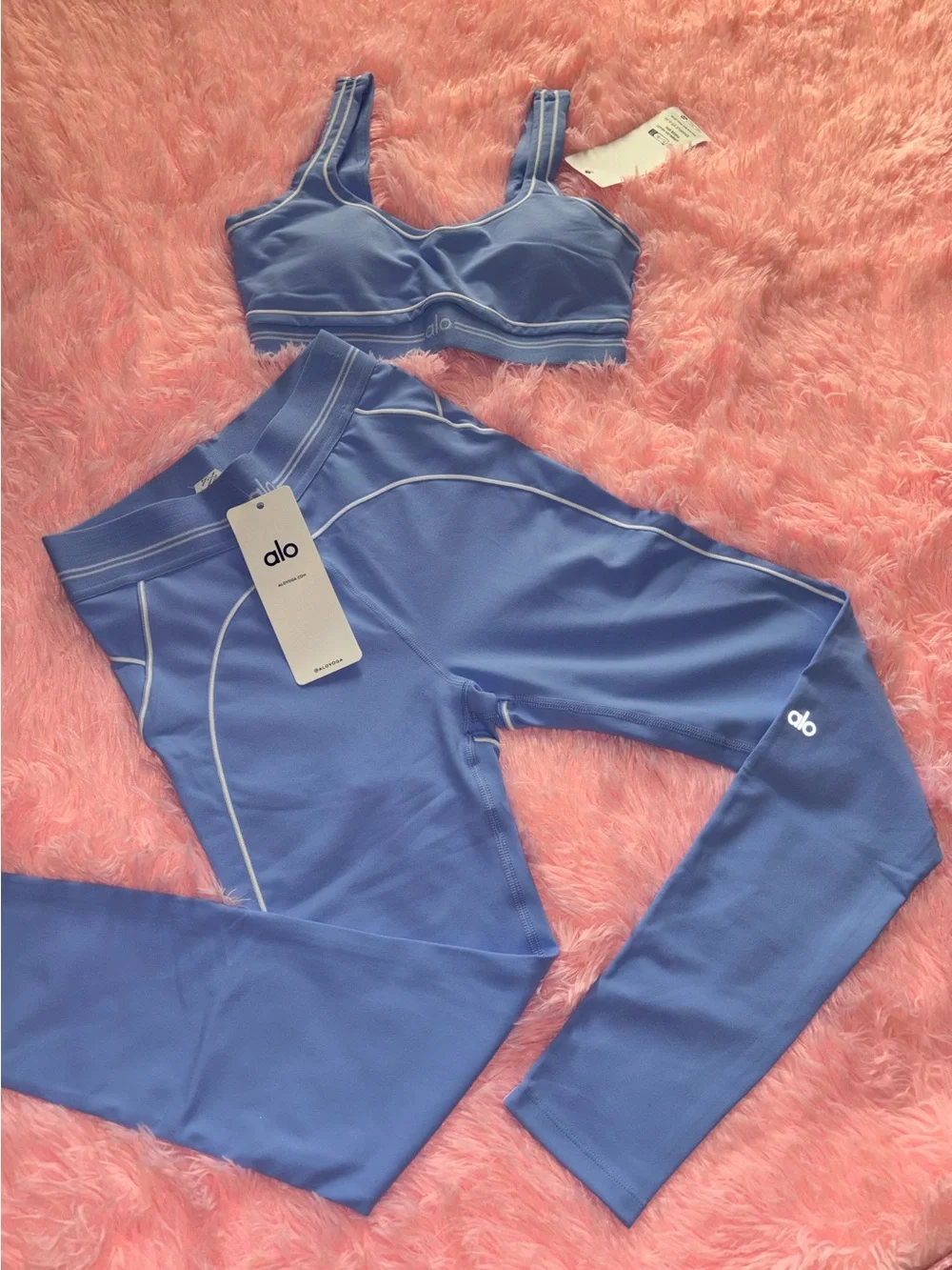 ALO Yoga Blue Sports Bra & Leggings Set